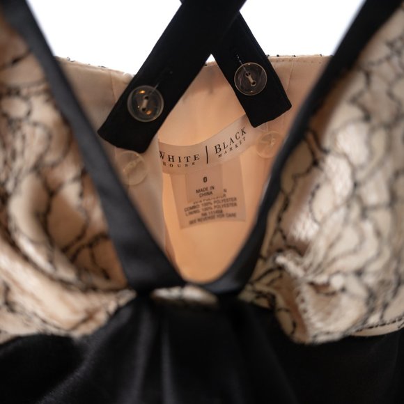 White House Black Market cream and black lace dress size 0 - Picture 3 of 10